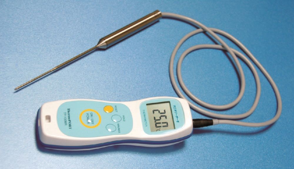 Thermoport 防水ハンディ温度計 サニタリーサーモ 高速応答センサタイプ TP-100MR919(BOVK501) ☆Thermo PORT サーモポート 防水ハンディ温度計 TP100MR サニタリー